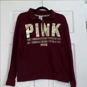 Burgundy and Gold Quarter Zip From Pink